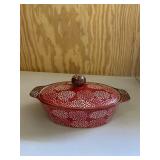 Sterling Home Red White Covered Casserole Dish