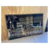 NYC Skyline Twin Towers Black Wall Art