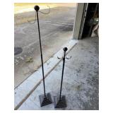 Pair of Slim Black Metal Stands with Hooks