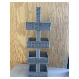 Grey Wicker Basket Slim Stand Organizer