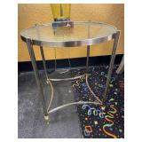 Round Glass Accent Table Metal Base