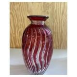 Cranberry Red Crystal Art Glass Vase