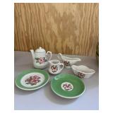 Homer Laughlin Pink & Green Tea Set Vintage