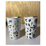 Set of 2 Ceramic Travel Coffee Cups with Lids