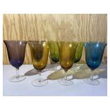 Set of 8 Colorful Wine Goblet Glasses