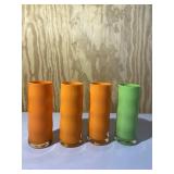 3 Orange 1 Green Art Glasses Vase Set