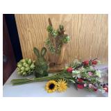 Green Bunny & Set of Floral Home Decor
