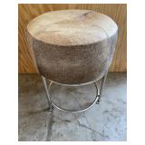 Unique Round Cowhide Style Bar Stool Metal Accent