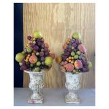 Pair of Colorful Fruit Theme Topiary