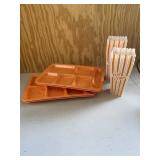Orange Divided Trays & Popcorn Buckets