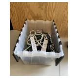 Tote of Misc Surge Protectors & Power Cords Etc