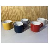 Set of 5 Colorful Stoneware Mugs Coffee Cups