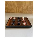 Vintage Large Glass Marble Tic Tac Toe Game