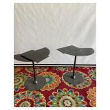 Pair of Small Black Metal Tables Adjustable Tops