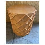 Tan Waffle Cone Pattern Round Small Accent Table
