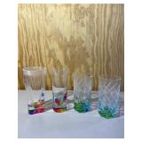 Set of 4 Drinking Glasses Colorful Bottoms