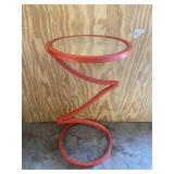 Red Small Round Accent Table Mirror Top