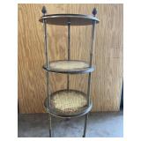 Round Small Accent Table 3 Shelves Green Floral