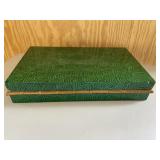 Green Decorative Storage Box Gold Accent
