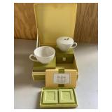 Set of Tea Cups & Green Tea Trays