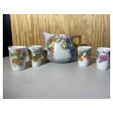 Fruit & Berry Pitcher & Cups Set Vintage