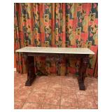 Rare Carved Dog Sofa Art Table with Marble Top