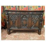 Hand Carved Ornate Belgian Blanket Chest Trunk