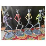 Set of 4 Frog Musicians Metal Art Sculptures