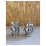 Colonial Pewter Cream & Sugar Bowl Set