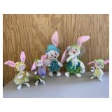 Annalee Family of 5 Easter Bunny Characters