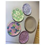 Set of 5 Colorful Plates Glitterville Brand