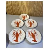 Dresden Germany Set of 5 Lobster Plates Vintage
