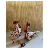 Set of 4 Art Glass Chicken Rooster Duck Figurines