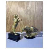 Set of 2 Cheetah Lion Sculpture Figurines