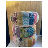 Set of 3 Boho Quilted Patchwork Ottoman Stools