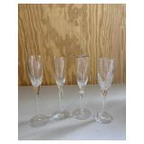 Set of 4 Clear Crystal Glass Champagne Flutes
