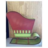 Large Metal Christmas Sled Red & Green Decor