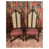 Pair of 2 Baroque Style High Back Chairs Vintage