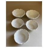 Set of 5 Small White Flower Bowls
