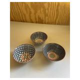 Black & Red Small Art Bowls Set of 3