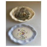 2 Vintage Serving Platters Inc Courier & Ives