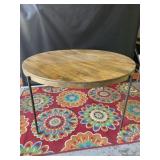 Round Wooden Dining Room Table Black Legs