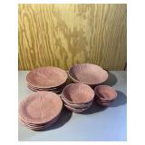 Pink Cabbage Rose Vintage Set of Bowls & Plates