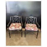 Set of 2 Metal Patio Chairs with Cushions