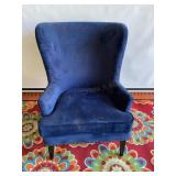 Royal Blue High Back Velvet Like Arm Chair