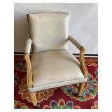 Ivory & Wood Accent Arm Chair