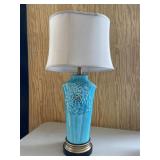 Bright Blue Modern Lamp Flower Accent White Shade
