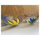 Kosta Boda Tulip Flower Bowls Art Glass Set of 2