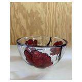 Kosta Boda Tattoo Red Rose Painted Glass Bowl