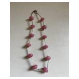 Pink with Silver Accent Vintage Necklace